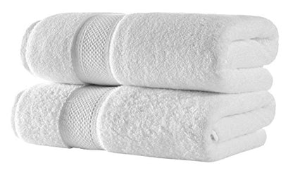 BAGNO MILANO Turkish Towels Hotel-Spa Towel Set, 100% Turkish Cotton | Ultra Soft Plush Absorbent Towels Set (White, Bath Towel Set of 2) - color: White, size: Bath Towel Set of 2