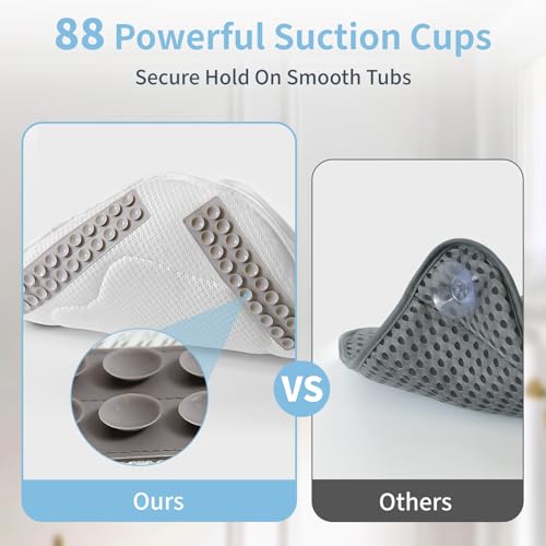 Bath Pillow with 88 Suction Cups for Tub | 5D Mesh Fabric,Ergonomic Head-Neck-Back Support,Quick-Dry,Machine Washable,Spa Gift for Women