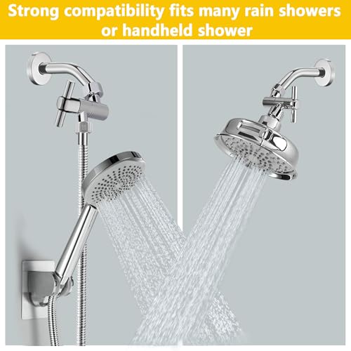 All Metal Adjustable Shower Head Extension Adapter, 360° Swivel Stainless Steel Showerhead Adapter for Fixed and Rain Showerhead, Chrome