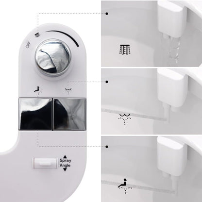 Bidet Attachment for Toilet, Non-Electric Cold Water Bidet with Dual Nozzles (Rear & Feminine Wash), Self-Cleaning Nozzle Rinse, Adjustable Water Pressure Control, Easy Install Kit, Fits Most Toilets