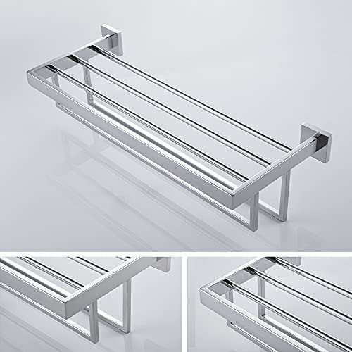 KOKOSIRI 24'' Bathroom Towel Shelf Chrome Towel Rack with Two Bath Towel Bars SUS304 Stainless Steel Wall Mounted, Polished Finish, B6003CH - color: Polished Chrome, size: 24-Inch
