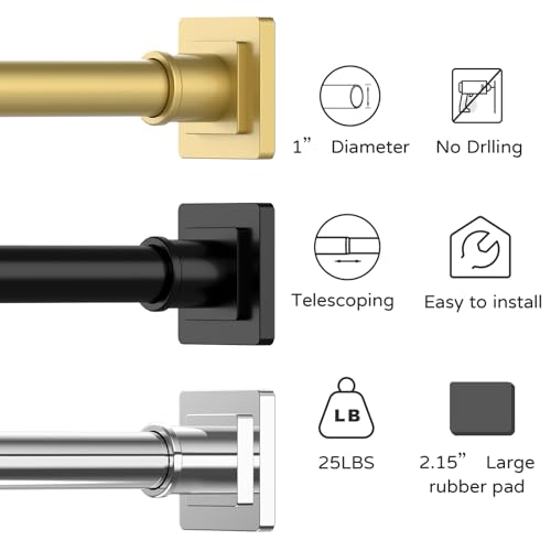 UIOSANRT Stainless Silver Shower Curtain Rod 31-79 Inches Non-Slip Shower Rod Tension Mounted No Drill Shower Curtain Rods Spring Tension Rod Adjustable Tension Curtain Rod for Windows Bathroom - color: Stainless Silver, size: 31"-79"