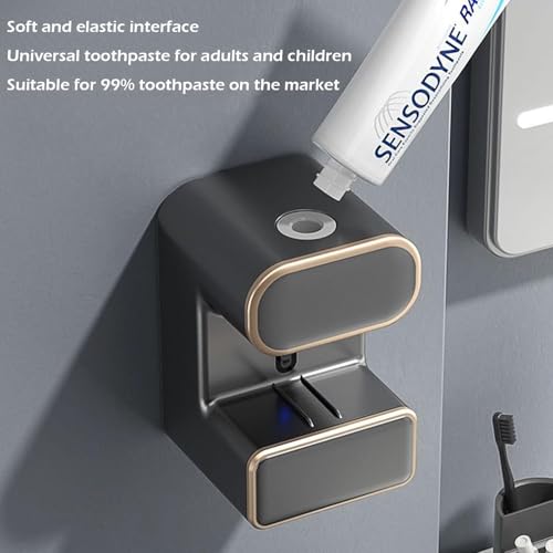 Automatic Toothpaste Dispenser, Electric Toothpaste Dispenser Multi-Function, Toothpaste Dispenser Wall Mounted with 3 Brush Slots, Toothbrush Organizer and Holder for Bathroom (Black) - color: Black