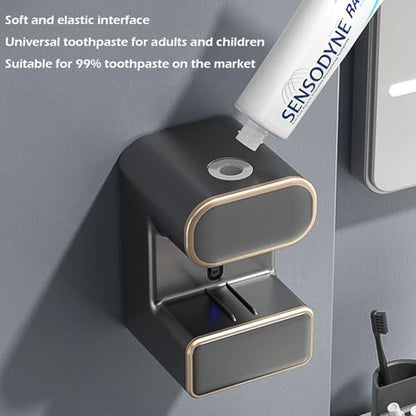 Automatic Toothpaste Dispenser, Electric Toothpaste Dispenser Multi-Function, Toothpaste Dispenser Wall Mounted with 3 Brush Slots, Toothbrush Organizer and Holder for Bathroom (Black) - color: Black