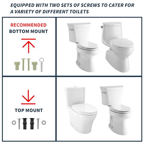 ELONGATED toilet seat risers for seniors, Slow Close, Elevated toilet seat, Heavy Duty, Never Loosen, Raised toilet seat elongated bowl, White(18.5”)