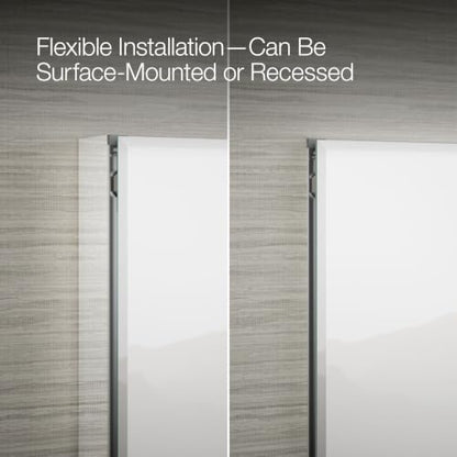Kohler CB-CLC3026FS Bathroom Medicine Cabinet with Mirror, Beveled Mirror Doors, Adjustable Shelves, Rectangular Beveled Edge, 30 in. W x 26 in. H - size: 30 in. x 26 in., style: Beveled Edge