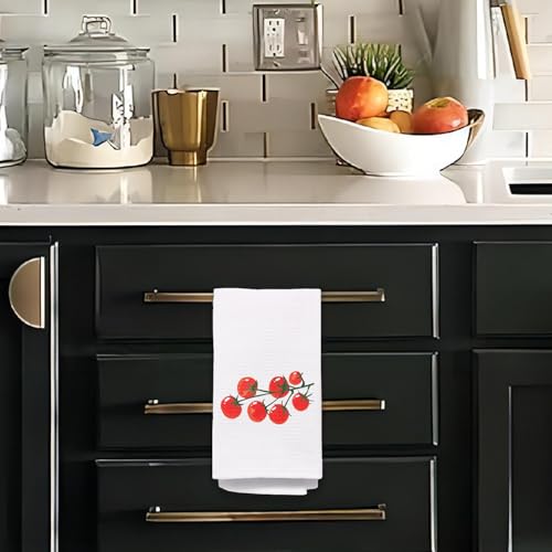 Cherry Tomato Towels, Red Dish & Hand Towels for Kitchen & Bathroom, Gardener Gifts, 16x24 Inches - color: Cherry Tomato