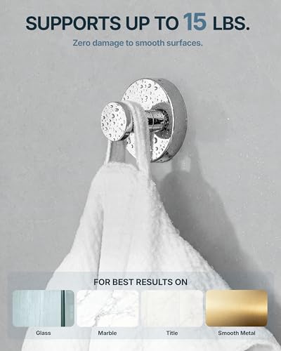 RARXTR 3PCS Bathroom Hardware Set, Polished Chrome Wall Mounted Toilet Paper Holder, 2 Suction Cup Towel Hooks, Bathroom Accessories SUS 304 Stainless Steel, Rust-Proof, Modern - color: Polished Chrome