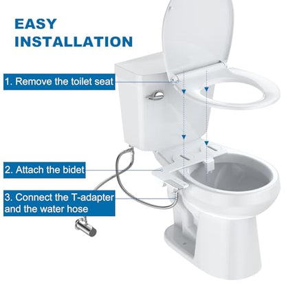 Ultra Slim Bidet Attachment for Toilet Seat, Dual Nozzle Rear and Feminine Wash, Self Cleaning Sprayer, Non Electric Bidet with Adjustable Water Pressure, Brass Inlet, Easy Installation - color: Chrome-11