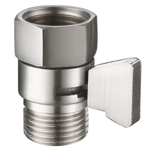 Angle Simple Shower Valve Brushed Nickel, Flow Adjuster Restrictor Shut Off | Robust Brass Water Flow Regulator G 1/2, Control Water Volume Pressure Reducer for Handheld Shower or Bidet Sprayer - color: Brushed Nickel