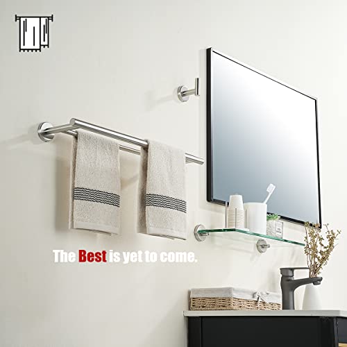 JQK Double Bath Towel Bar, 20.5 Inch 304 Stainless Steel Thicken 0.8mm Towel Rack Bathroom, Towel Holder Brushed Finished Wall Mount, Useable Length 18 Inch 2 Pack, TB100L18-BN-P2 - color: Brushed, size: 20.5 Inch (2 Pack)