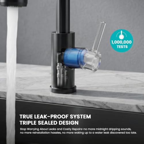 Kitchen Faucet with Pull Down sparyer,Leak Proof, Matte Black | 304 Stainless Steel,10-Min DIY Install,23-Inch Pull-Down Hose,2-Function Spray,360° Swivel Spout - color: Matte Black, size: 15.2 Inches
