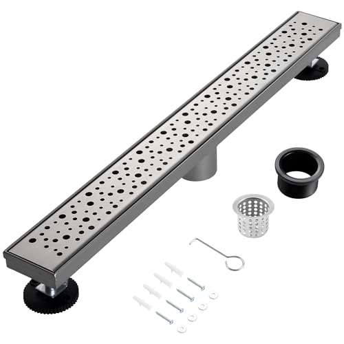 Linear Shower Drain, 36 inch Brushed Nickel | Including Hair Catcher and Removable Grate, 304 Stainless Steel, Easy to Install and Clean (Drain Base Not Included) - color: Brushed Nickel, size: 36 inch