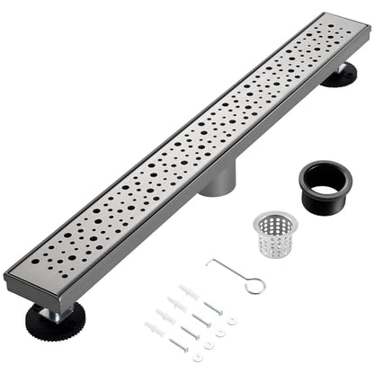 Linear Shower Drain, 32 inch Brushed Nickel | Including Hair Catcher and Removable Grate, 304 Stainless Steel, Easy to Install and Clean (Drain Base Not Included) - color: Brushed Nickel, size: 32 inch
