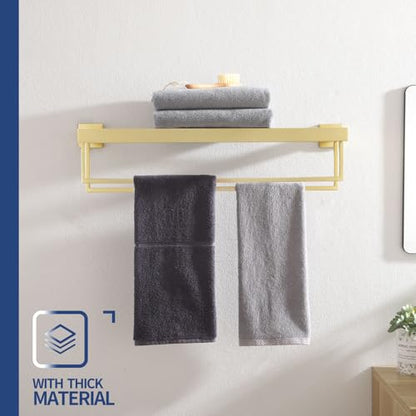 KOKOSIRI Towel Shelf Holder 24'' Bathroom Towel Rack with Two Bath Towel Bars Rails SUS304 Stainless Steel Wall Mount, Brushed Gold, B6003BG - color: Brushed Gold, size: 24-Inch