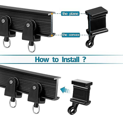 Flexible Bendable Curtain Track End Caps, Set of 4 Curved Siding Ceiling Wall Mount Black Curtain Rail Ends Stops - color: Black, size: 4pcs end caps