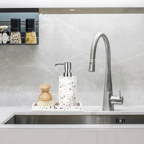 Luxspire Soap Dispenser, Cylinder-Shaped Soap Bottles, Terrazzo, 1pack | 320ml Premium resin, modern cylindrical design easy clean pump, multi-purpose liquid storage - color: Terrazzo