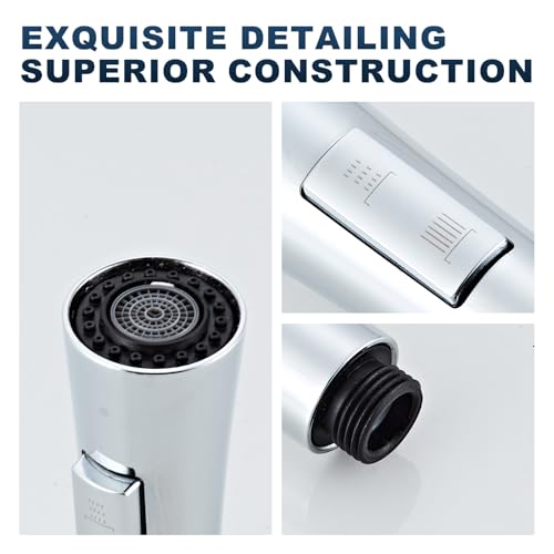 Durable Lightweight Kitchen Faucet Head Replacement, 13/16" Male Thread Pull Down Sink Sprayer Nozzle, 2-Mode High Pressure Anti-Clog Faucet Part, Pull Down Kitchen Faucet Spray Head，Chrome - color: 3-Function Spray Head - Chrome