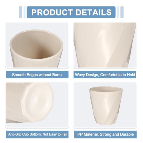 uxcell 4 Pcs Simple Toothbrush Cup, 13.5 OZ Reusable Bathroom Tumbler, 2.2 x 3.5 Unbreakable Plastic Cups for Storing Toothpaste Makeup Brush Holder Water Beverages Combs, Beige - color: Beige