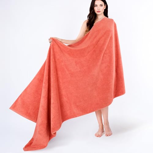 Cotton Paradise 100% Cotton Turkish Towel, Soft Absorbent Quick Dry, 40x80 Oversized Bath Sheet Towel, Coral - color: Coral, size: 40"x80"