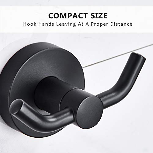 MARMOLUX ACC - 2pack Black Bathroom Hooks for Towels | Modern Black Hooks, Double Robe & Towel Hooks Ideal as Bathroom Towel Holder, Shower Wall Hook, Kitchen Hand Towel Holder - color: Matte Black (2pcs)