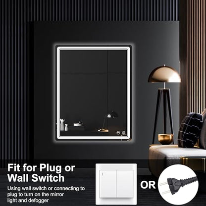 LED Bathroom Mirror with Lights, Anti-Fog, Dimmable, Lighted Bathroom Vanity Mirror for Wall, UL-Certified (40 x 30) - size: 40"L x 30"W