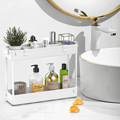 Slim Storage Cart 3 Tier,Bathroom Organizer Rolling Utility, Mobile Shelving Unit Slide Out for Office, Kitchen, Laundry Room & Narrow Places,White - color: White
