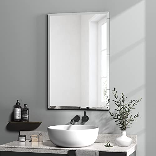 18x24 Frameless Rectangular Bathroom Vanity Mirror | 0.8-Inch Beveled Edge - color: Rectangular, size: 18"L x 24"W