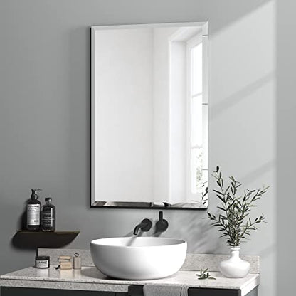 18x24 Frameless Rectangular Bathroom Vanity Mirror | 0.8-Inch Beveled Edge - color: Rectangular, size: 18"L x 24"W