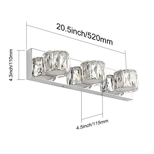 Aipsun 3 Lights Crystal Vanity Lights Over Mirror Modern LED Vanity Lights for Bathroom Vanity Lighting Fixtures(White Lights) - size: 3 light
