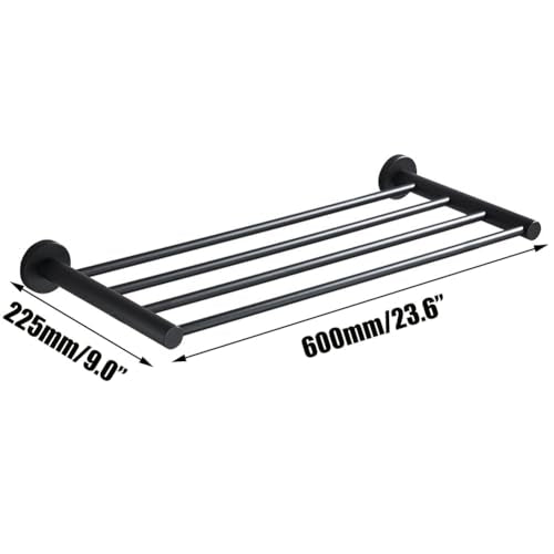 20 Inch Bathroom Towel Rack, Hotel Style Towel Racks for Bathroom Wall Mounted, Modern Towel Bar Rack, 2-Tier Towel Shelves, Black - color: Black, size: 20 Inches
