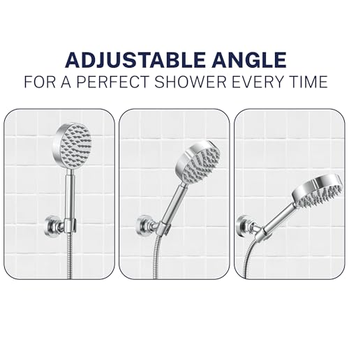 HammerHead Showers® Solid Metal Handheld Shower Head Holder Wall Mount – Chrome – Adjustable Screw Mounted Shower Wand Holder with Pivot Ball – Shower Hose Holder, Fits Most Handheld Shower Heads - style: Chrome