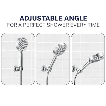 HammerHead Showers® Solid Metal Handheld Shower Head Holder Wall Mount – Chrome – Adjustable Screw Mounted Shower Wand Holder with Pivot Ball – Shower Hose Holder, Fits Most Handheld Shower Heads - style: Chrome