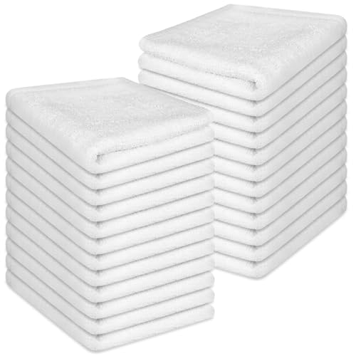 Washcloths Set, 24-Pack Cotton Wash Cloths, 12x12 Inch, White | Highly Absorbent and Soft Feel Fingertip Towels, Machine Washable Washcloths for Bathroom, Gym, Hotel, Spa and Kitchen - color: White 24 Pack