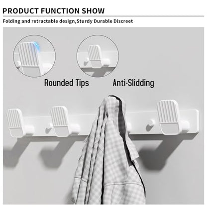 Coat Rack Wall Mount Coat Hooks - White Hook Rack with 4 Hooks Aluminum Wall Rack Hooks for Hanging Coat Hat Bag Towel Hanger Rustproof Coat Holder - color: White, size: Square 4 Hooks 1 Pack