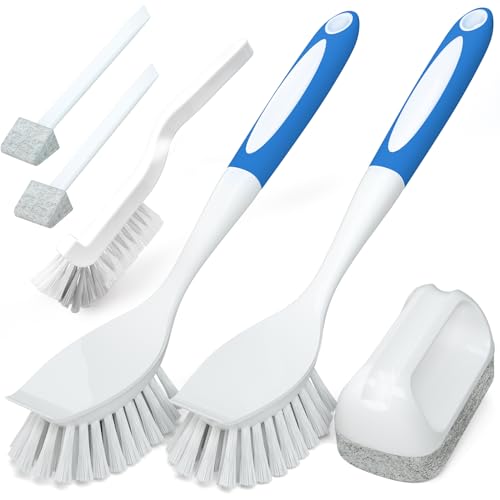 Holikme Dish Brush Cleaning Brush Set for Cleaning Groove Gap,Blue | Dish Brush Set Cleaning Brush Set, Scouring Pad for Cleaning, Groove Gap Brushes for Pot, Pan, Abrasive Wheel Brushes - color: Azul