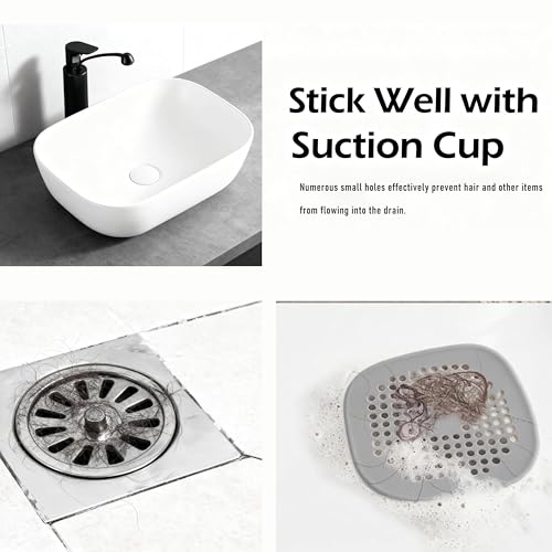8-Pack Silicone Drain Hair Catcher – 5.5" Square Shower Drain Hair Catcher & Tub Drain Cover, Ultra-Thin Bathroom Tub Square Drain Hair Catcher, Easy-Clean Silicone Shower Drain Cover