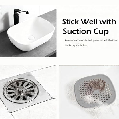 8-Pack Silicone Drain Hair Catcher – 5.5" Square Shower Drain Hair Catcher & Tub Drain Cover, Ultra-Thin Bathroom Tub Square Drain Hair Catcher, Easy-Clean Silicone Shower Drain Cover