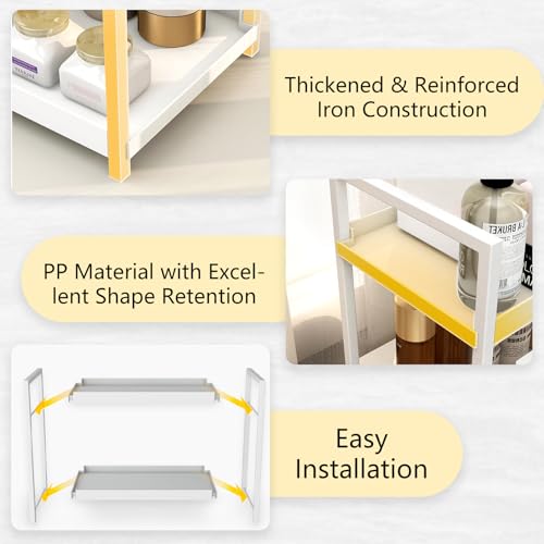 2-Tier Bathroom Countertop Organizer Multifunctional Vanity Tray Cosmetic and Makeup Storage Rack Kitchen Spice Shelf Freestanding Organizer (White) - color: White