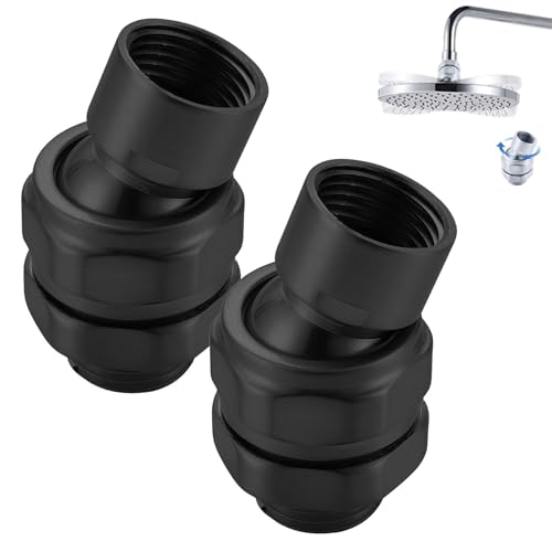 Shower Head Swivel Ball Adapter, Solid Brass Adjustable Shower Arm Connector, Polished Chrome Finish (Black-2 pcs) - color: Black-2 pcs