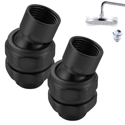 Shower Head Swivel Ball Adapter, Solid Brass Adjustable Shower Arm Connector, Polished Chrome Finish (Black-2 pcs) - color: Black-2 pcs
