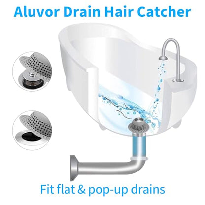 Aluvor Shower Drain Hair Catcher Bathtub Drain Cover Sink Drain Protector | Bathroom Sink & Bathtub Drain Strainer for Pop-Up & Regular Drains, Silver Grey - color: Silver Grey