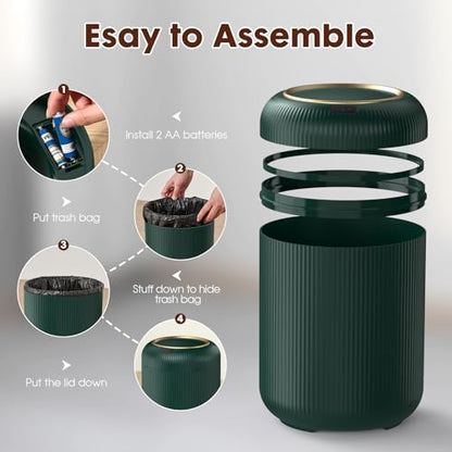 Procade Touchless Sensor Trash Can Bathroom,Small Gold + Green Garbage Can | 3 Gallon Automatic Garbage Can,Smart Room Trash Bin,Mini Auto Plastic Waste Basket for Office,Bedroom,Dorm,Toilet,Rv,Kitchen - color: Green