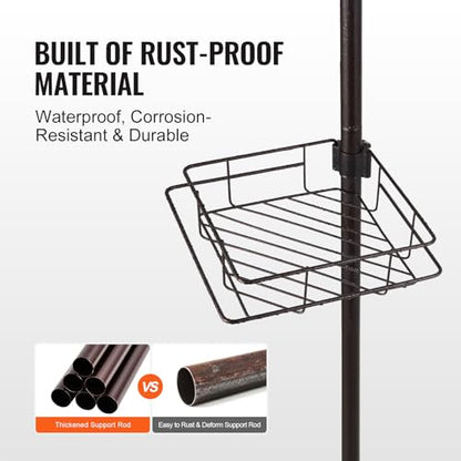 VEVOR Corner Shower Caddy Tension Pole, 4 Tier Adjustable Rustproof Organizer Shelves for Bathroom & Washroom, 42-114inch High, Bronze