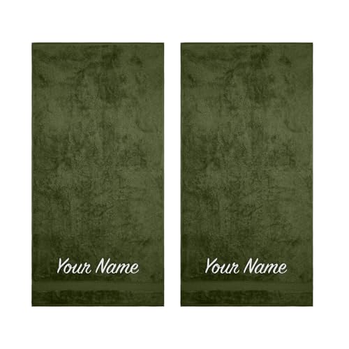 Personalized Towels, Hotel & Spa Quality, Super Soft, Highly Absorbent, Bathroom Towel Set 100% Turkish Genuine Cotton Monogrammed Towels 2 Piece Hand Towel Set for Face, Dorm, Gym & Spa, Forest Green - color: Forest Green, size: Hand Towels - Set of 2