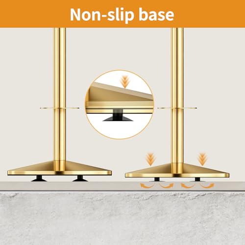 Toilet Paper Holder Stand, Stainless Steel Suction Cups Freestanding Toilet Paper Holder with Weighted Base, Storage for 4 Rolls of Paper for Bathroom (Gold) - color: Gold