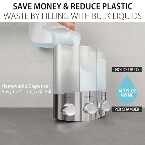 Better Living Products 76344-1 Euro Series TRIO 3-Chamber Soap and Shower Dispenser, Chrome - color: Chrome, size: 3-Chamber