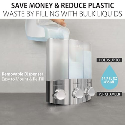 Better Living Products 76344-1 Euro Series TRIO 3-Chamber Soap and Shower Dispenser, Chrome - color: Chrome, size: 3-Chamber