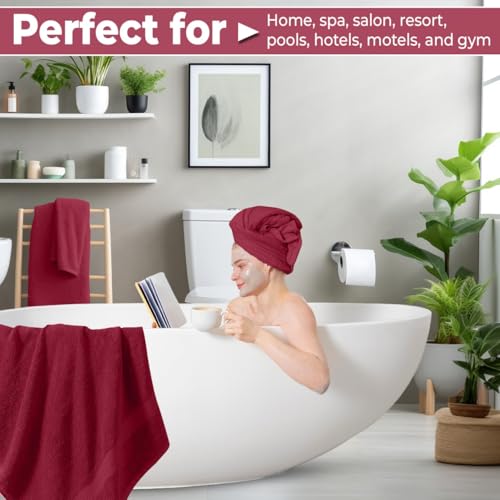 QUBA LINEN Pack of 8 Towels Set, 2 Large Bath Towels, 2 Hand Towels, 4 Wash Cloths, 100% Cotton, Lighter Weight, Quicker to Dry, Super Absorbent, Perfect for Bathroom (Burgandy) - color: Burgandy