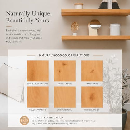 Floating Wall Shelves, Solid Natural Wood, Large and Small-Kitchen and Bathroom Shelf, Heavy Duty, Made in USA Set of 2 (Aged Oak, 48Wx8D) - color: Aged Oak, size: 48Wx8D